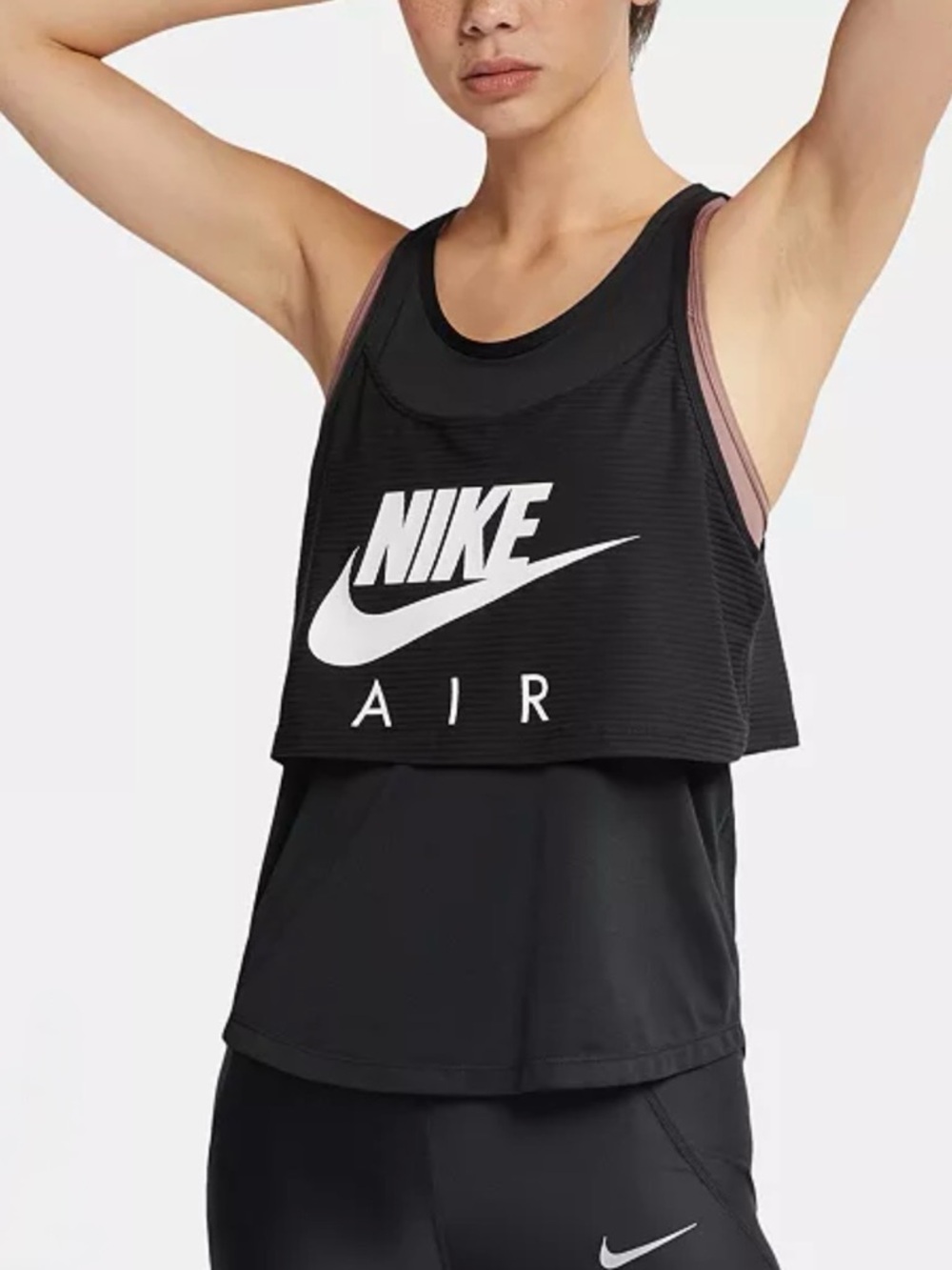 Nike Black and White Air Graphic Layered Running Tank S